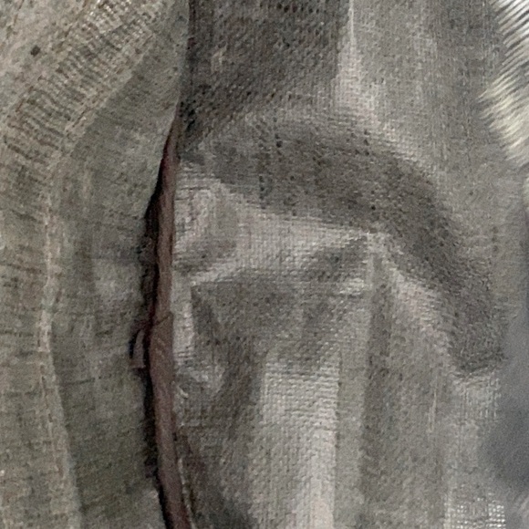 Muche Et Muchette Stylish Gold and Tan Burlap Tote Bag Waxed Bottom - Picture 4 of 12